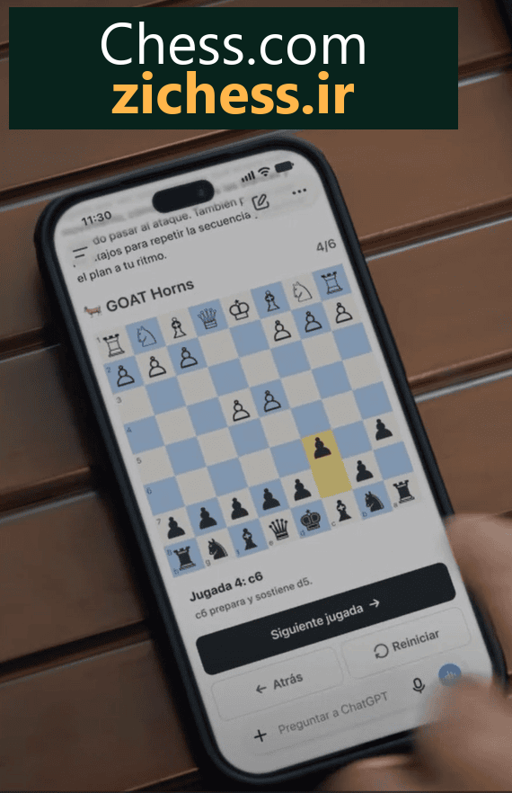 نمای نزدیک نمودار شطرنج در ویدئوی تبلیغاتی؛ Chess.com در توضیح همین تصویر به خطای موقعیت اشاره کرده است. اعتبار تصویر: ‎@leomessi / Instagram؛ به نقل از Chess.com.