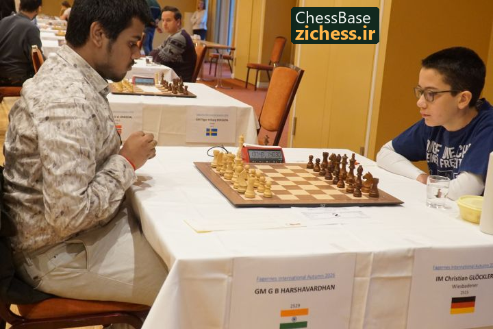 هارشاواردهان و گلوکلر در دور پایانی. عکس: آنیکن وستبی؛ منبع: ChessBase.